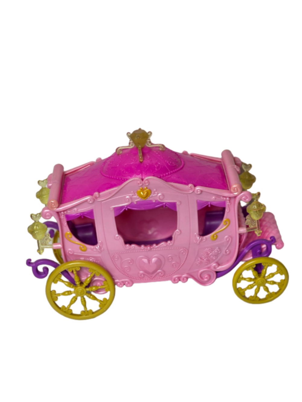 Pink Princess Royal Carriage Doll Vehicle Gold Purple Wheels Dollhouse Toy